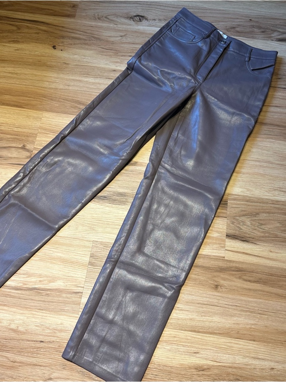 Wilfred Faux Leather Pants in Mauve Taupe
